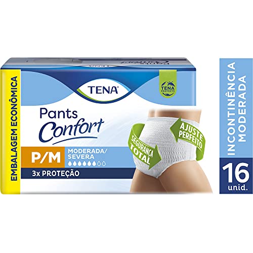 Tena Pants Confort, Roupa Íntima para Incontinência Urinária, P/M - 16 unidades