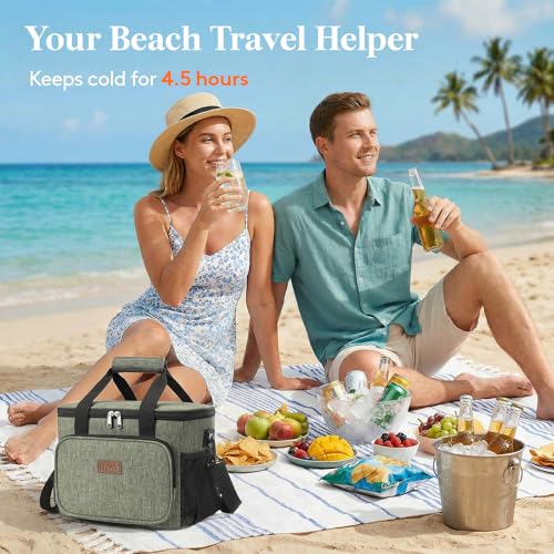 Image of Lifewit Large Lunch Bag, Insulated Lunch Box, Soft Cooler Cooling Tote for Adult Men Women, Dark Green 24-Can (15L)