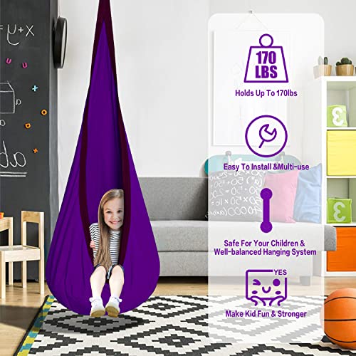 Grassman Kids Pod Swing Seat, Pod Swing Chair For Kids, With Hardware Kits And Air Pump For Hanging Child Swing Hammock Chair, Easy To Install, Outdoor And Indoor Use #TOP2