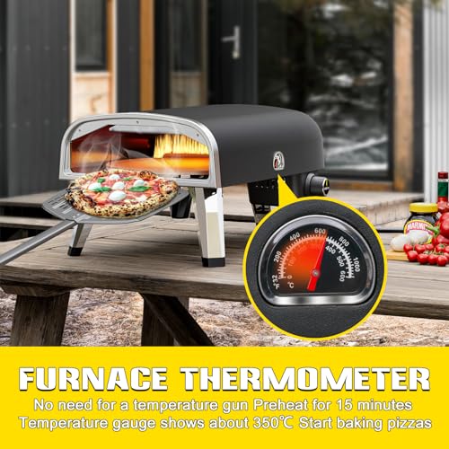 aidpiza Outdoor Pizza oven gas Pizza oven outdoor Portable stainless oven outdoor built thermometer 12 inch outdoor cooking propane pizza oven, (A-130A-R) - Thumbnail 3