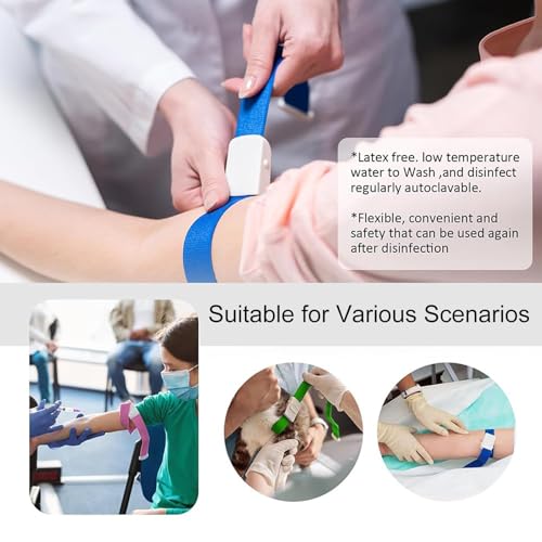 4 Stücke Venenstauer Stauschlauch mit Schnalle (Medical Nurse Tourniquet für Blutabnahme, Medizinische Notfälle, Geschlossenes System für Ärzte und Krankenschwestern, Einfach zu Bedienen)