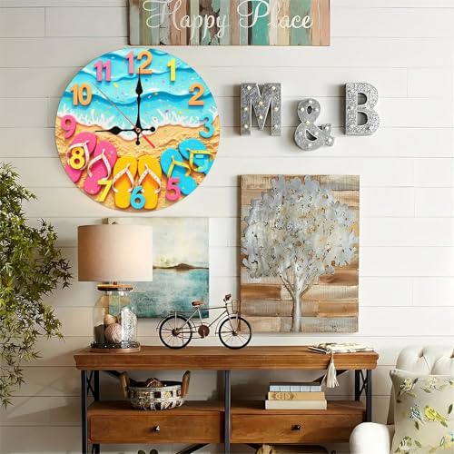 Reloj de pared madera MDF 10 pulgadas movimiento silencioso miniatura 5