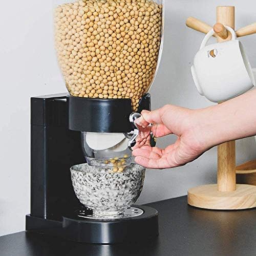 Britshopstop Single Cereal Dispenser Dry Food White/Black Plastic Canister Fresh & Easy - Kitchen Essentials (White), (ENY-C11)