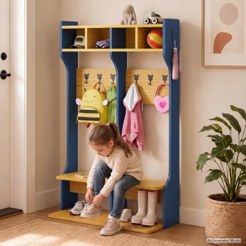 Image of 2-Section Coat Locker with Bench