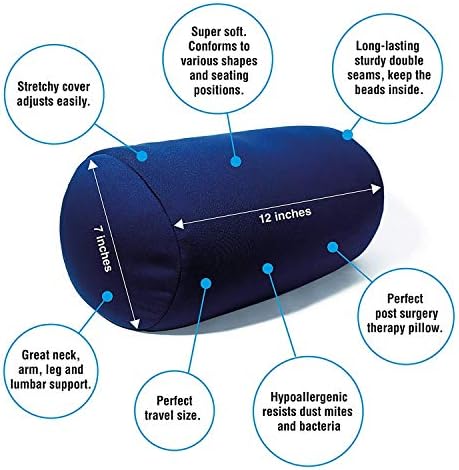 Ossian Micro Bead Travel Beanie Pillow  Soft Relaxing Cushion with Stretchy Hypoallergenic Cover for Extra Support, Comfort and Stress Relief for your Head Neck Shoulders Lower Back at Home Office