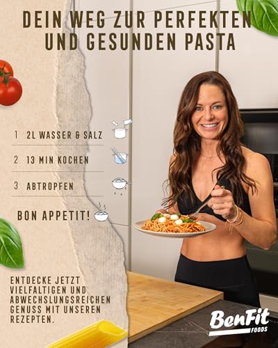 BENFIT High Protein Low Carb Spaghetti - 6 x 500g - Proteinreiche Eiweiß Pasta, langanhaltend sättigend & kohlenhydratreduziert, Nudeln made in Italy, Nutriscore A, bis zu 18 Monate haltbar