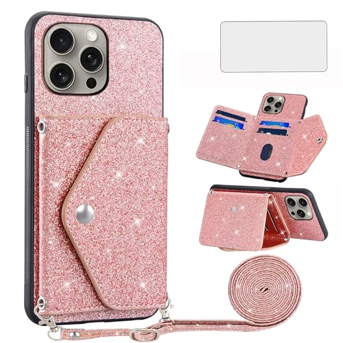 Coque iPhone 15 Pro Max rose à cordon pour garder les mains libres