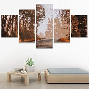 SIGNWIN 5 Panel Canvas Wall Art Autumn for...