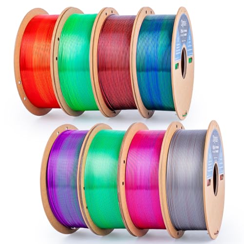 3Dgenius 3D Printer Filament Bundle Silk PLA Filament 1.75mm Pack, 1KG X 8 Spools, Totally 8KG