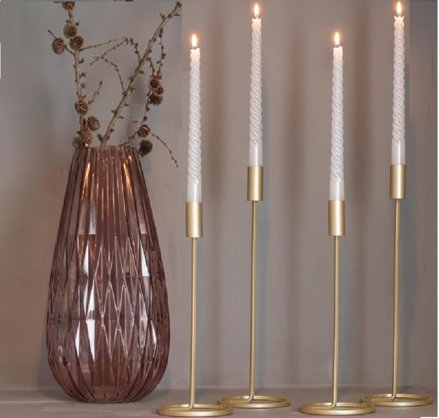 Golden Tealight Candle Holder, Candlestick Holders Taper Candle Holders - 2 Pcs Candle Stick Holders Set (L + M),Metal
