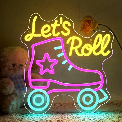 ineonlife Let's Roll Panneau néon - Patinoire LED - Inscription LED pour décor mural - Signes...