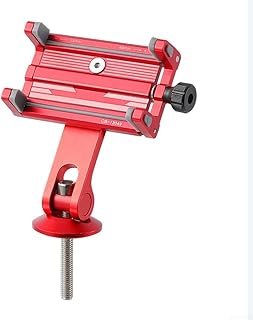 Soporte giratorio de 360° para teléfono móvil, a prueba de golpes, con sistema de bloqueo seguro de cuatro garras, negro/plateado/rojo (modelo de manillar rojo)
