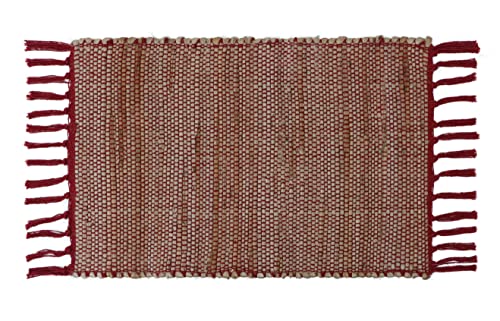 Image of The Home Talk Hand-Made Tablemat - Vintage Mats for Parties, Dining Table, Coasters - Decorative Placemats - 100% Jute Natural Fibers - Pack of 4 (13 x 19 Inches - Red)