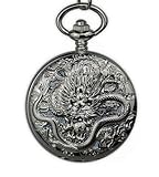 Tipo:Meccanico YUBAOLI Orologio da Tasca, Orologio da Tasca al Quarzo, Orologio da Tasca Meccanico con Scultura di Drago in Bronzo Unico Orologio da Tasca Meccanico retrò Orologio da Tasca