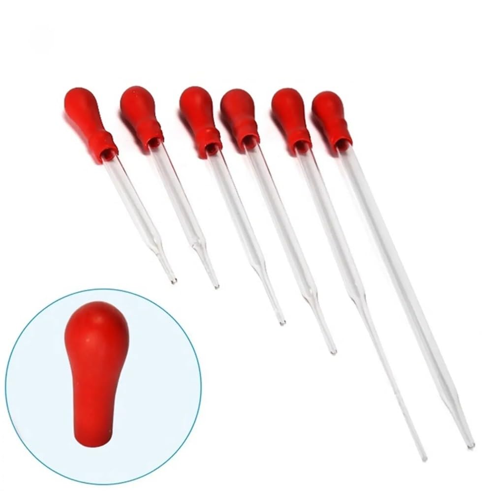 Gotero de vidrio, paquete de 5 pipetas de transferencia de vidrio con tapa de goma de 9-20 cm for manipulación de líquidos en laboratorio(15cm)