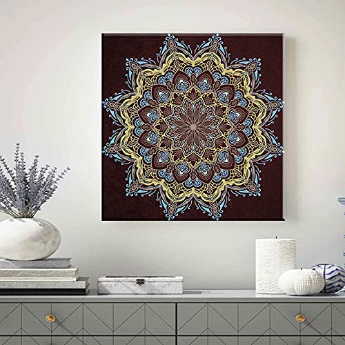 Impression sur toile moderne mandala rouge de qualité supérieure - 2