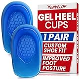 Vive Envelop Gel Heel Cups - Heel Cushion for Women, Men, Bone Spur, Plantar Fasciitis Support - Shoe Inserts Provide Foot Pain Relief for Achilles, Feet Arch, Kids - Shock Absorbing Protector Pad