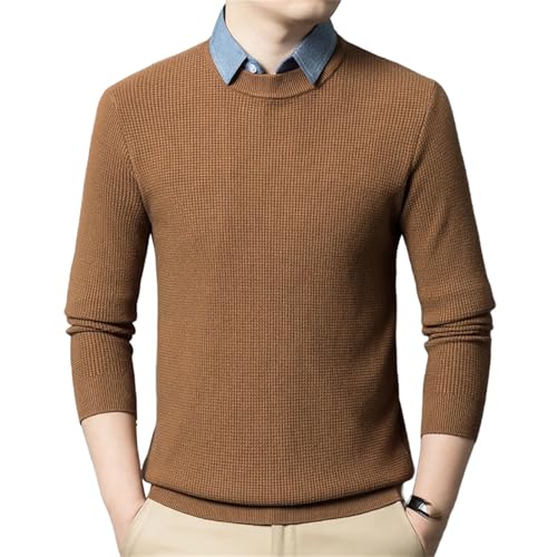 Mens Fake Two Collared Fashion Knit Pullove Sweater Casual Jumpers Slim Fit Clothing