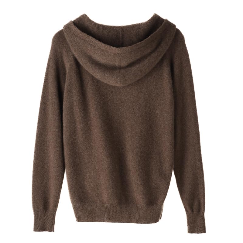 Image of Women's Fall and Winter 100% Cashmere Zipper Open Long Sleeve Hoodie