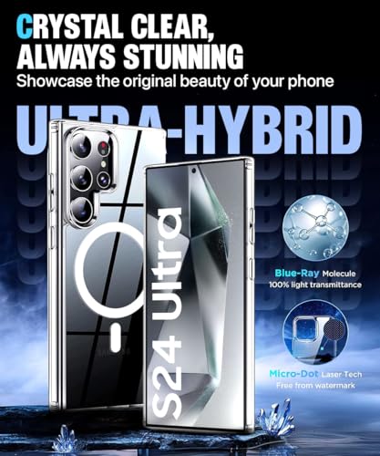 Image of WOW IMAGINE Ultra-Hybrid Back Case Cover for Samsung Galaxy S24 Ultra 5G | Compatible with MagSafe | Drop and Camera Protection | Shock Proof Crystal Clear Mobile Back Case (PC+TPU, Transparent)