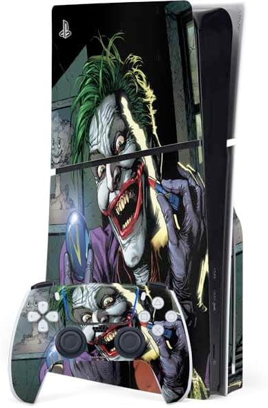 Skinit Decal Gaming Skin Compatible with PS5 Slim Disk Bundle - Officially Licensed The Dark Knight Why So Serious Design