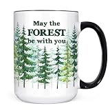 May the Forest Be With You Mug – Funny Nature Lover Gift Coffee Cup for Hikers, Campers, Environmentalists – Dishwasher Microwave Safe Ceramic Mug, 11oz or 15oz