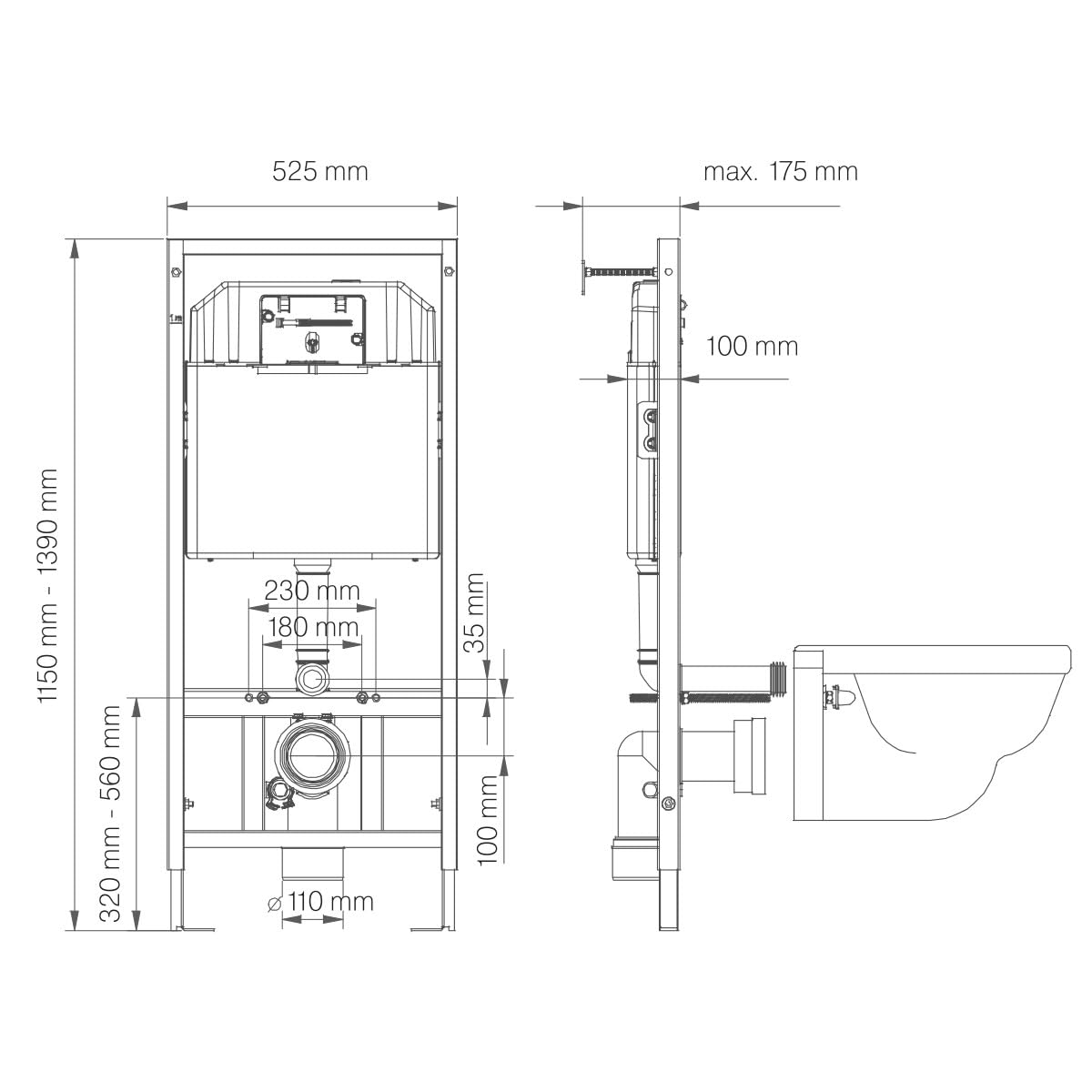Belvit Elemento de montaje para pared con placa de accionamiento