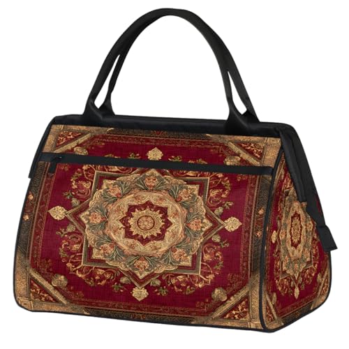 Overnight Weekender Bag for Men Women Vintage Carpet Texture Travel Duffel Bag Waterproof Carry On Sports Gym Bags Luggage for Traveling Yoga Camping Airplane Hospital A-32