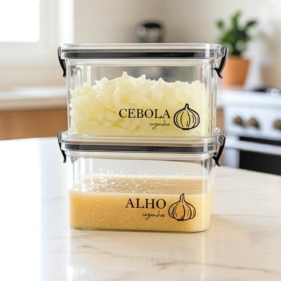 Porta Alho e Cebola 460ml, Pote Multiuso com Vedação Hermética, C...