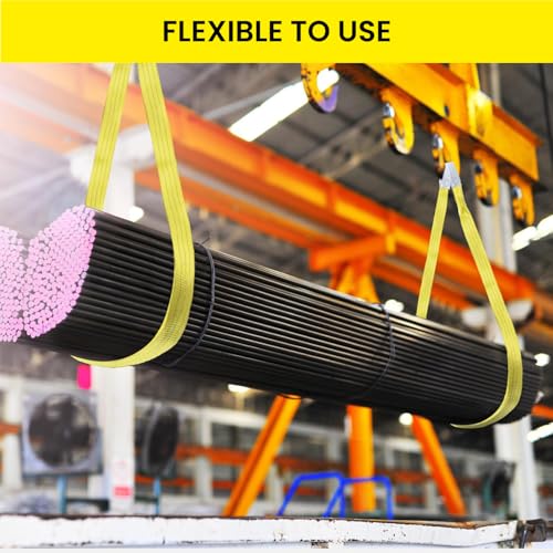 Image of Shield Flex Heavy Duty Lifting Sling Belt (Pack of 1) | Polyester Webbing Flat Belt for Material Handling, Towing, Construction & Industrial Use (3 Ton 2 Mtr)