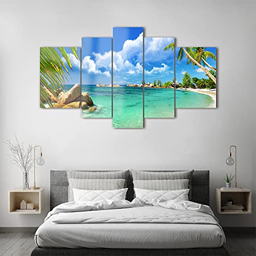 Tableau sur verre triptyque pour masquer un mur vide avec un paysage paradisiaque