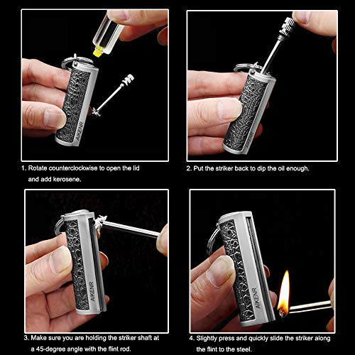 Aikenr Permanent Match, Keychain Flint Metal Matchstick Fire Starter, Waterproof Emergency Flint Fire Starter For Outdoor Camping Survival, Great Gift #TOP6