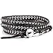 MOWOM Alloy Genuine Leather Bracelet Bangle Cuff Rope Simulated Hematite Bead 3 Wrap Adjustable