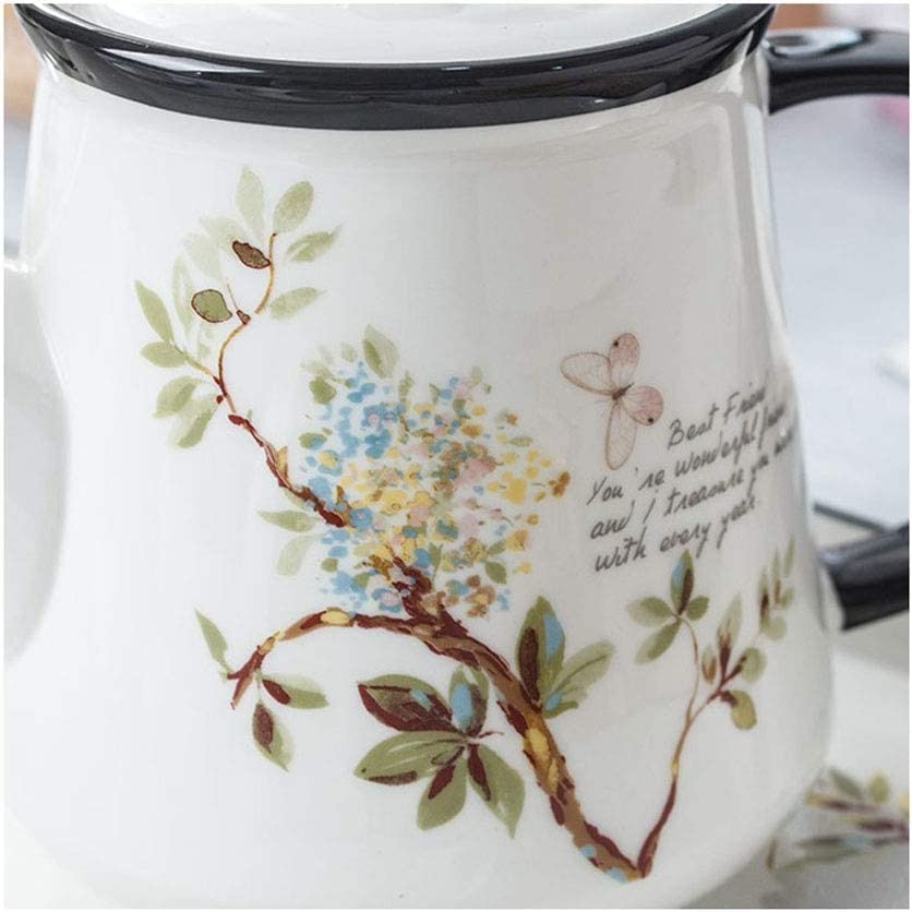 Ceramiczny zestaw do herbaty i kawy ze spodkami i tacą do serwowania na eleganckie popołudniowe przyjęcia herbaciane
