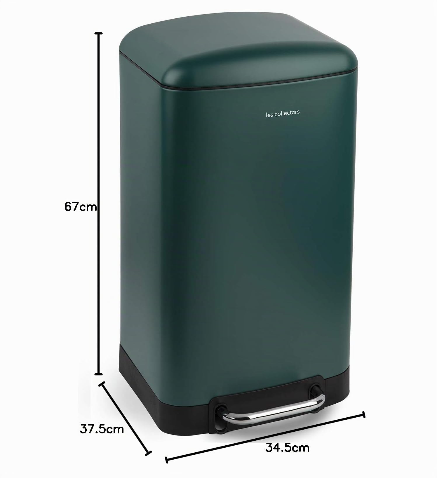 Les Collectors – Cubo de cocina a pedal Nº863, Acero inoxidable, capacidad 40L, Compatible con bolsas de 50 L, Compacto y práctico, cierre silencioso, Cubo interior extraíble, Acabado mate, Verde