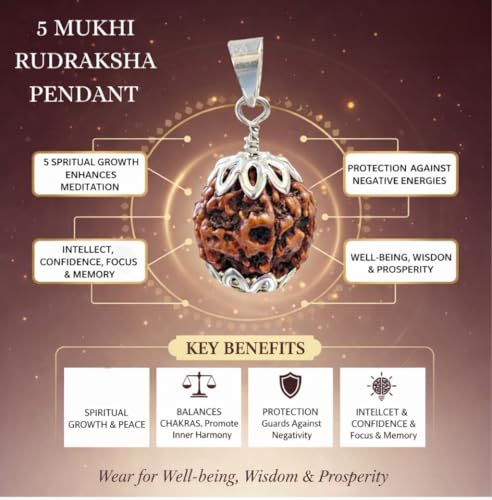 Image of Certified 5 Mukhi Rudraksha Pendant | Original Panchmukhi Bead with Certificate | Natural Nepali Rudraksha for Men & Women | Spiritual Locket With Black Thread