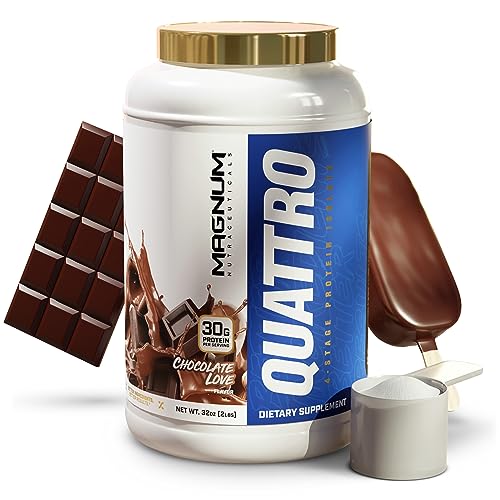 Magnum Nutraceuticals Quattro Whey Protein Powder, Chocolate Love 2lb â€“ Premium Protein Isolate Blend for Muscle Growth & Recovery