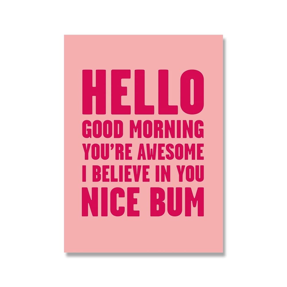 Zonjee Pink,White Bathroom Poster Quotes Canvas Painting Nice Bum Art Print Pink Hello You Are Awesome Wall Picture For Living Room Home Decor (Color : A, Size : 30X40cm No Frame)