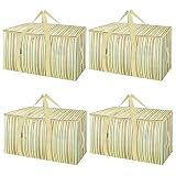 BALEINE 4-Pack Oversized Moving Bags with Reinforced Handles, Heavy-Duty Storage Tote for Clothes, Moving Supplies (Color Strip, 4-Pack)