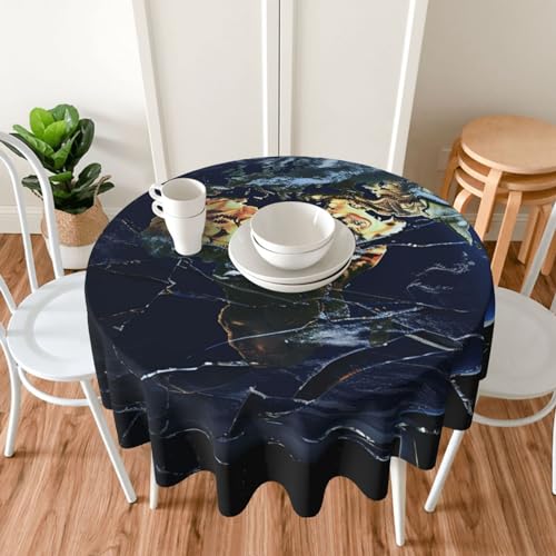 Nappe ronde imperméable 152 cm motif terre lavable