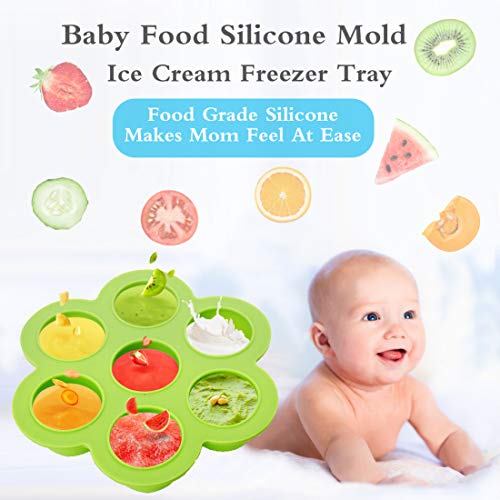 Hhyn Silicone Egg Bites Molds Compatible with Instant Pot Accessories - Fits 5, 6, 8 qt Pressure Cooker, Reusable Baby Food Storage Container and Freezer Tray with Lid Sous Vide Egg Poacher, Green
