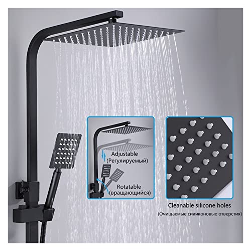 Mitigeur de douche en laiton noir avec douche effet pluie - 3