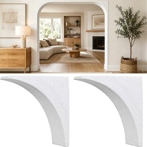 Eubjure 2 Pcs Foam Doorway Arch Kit with Fiberglass Mesh, 8.66 x 8.66 x 5.12 Inch Rounded DIY Arch Doorway Kit for Corner Molding, Easy to Add Wall Arch Molding to Any Opening for Decoration