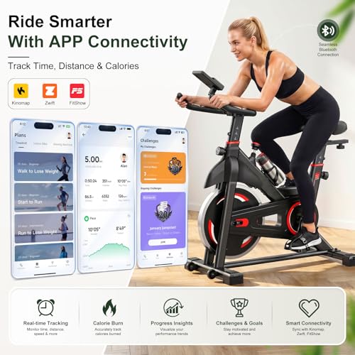Image of Exercise Bike with App, Stationary Bike for Home, Indoor Workout Bike
