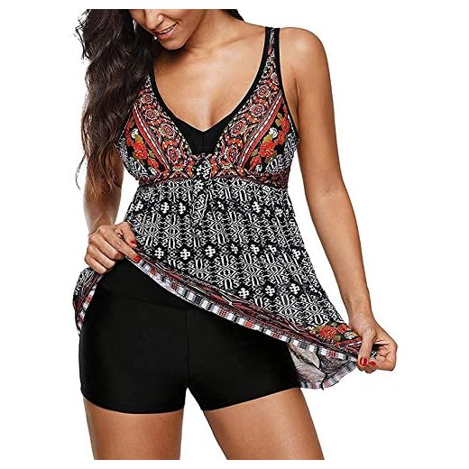 JHDESSLY Tankini-Set für Damen, zweiteilig, Tribal-Druck, ausgeschnittenes Tankini-Set mit Jungen-Shorts, Schlankheits-Badekleid in Übergröße Gr. 54, multi 5 JHDESSLY Tankini-Set für Damen, zweiteilig, Tribal-Druck, ausgeschnittenes Tankini-Set mit Jungen-Shorts, Schlankheits-Badekleid in Übergröße Gr. 54, multi