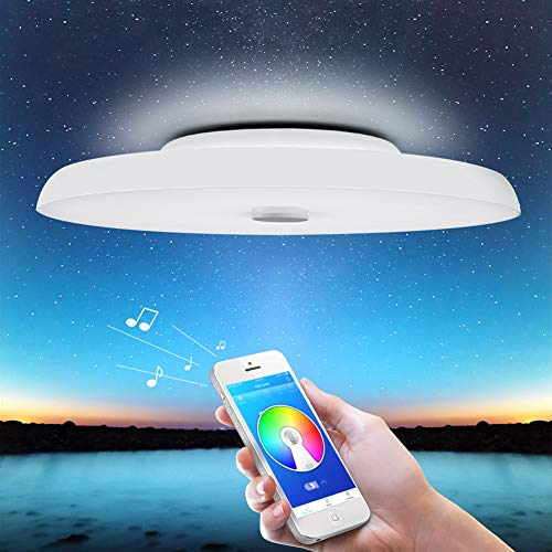 Preisvergleich Produktbild GAK LED-Deckenleuchten intelligente Fernbedienung mit Bluetooth Lautsprecher APP Dimmbare Musik RGBW Farbtemperatur Einstellbare Round-Erröten-Einfassung Licht Leuchte,60cm,72w