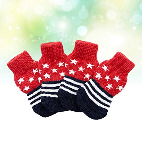 Roupas de verão para cachorros- 4pcs meias quentes anti- derrapantes Adorable Star Meias Pet meias d