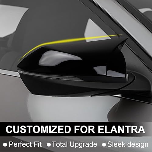 Miniatura 3 de BOYUER Fundas protectoras para espejo retrovisor lateral de automóvil para Hyundai Elantra 2021 2022 2023 2024 2025 2026 2 piezas (Piano negro)