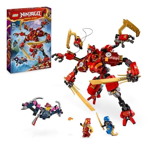 LEGO NINJAGO Kai’s Ninja Climber Mech Toy Set, Buildable Action Figure for 9 Plus Year Old Boys, Girls & Kids with 4 Character Minifigures Incl Kai for Independent Play, Birthday Gift Idea 71812