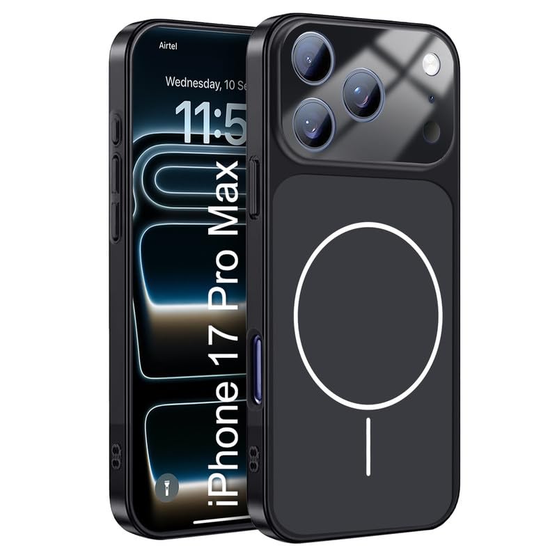 Image of LuxuryKase Converter Case for iPhone 17 Pro Max | Premium Protective MagSafe Cover | iPhone 17 Pro Series Style Design | in Built Camera Guard | Wireless Charging Compatible - Black
